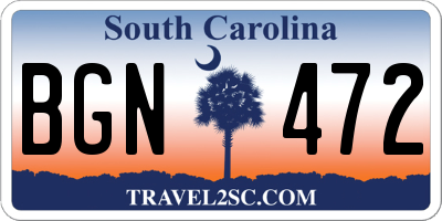SC license plate BGN472