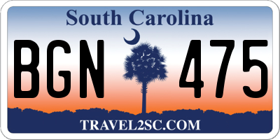 SC license plate BGN475