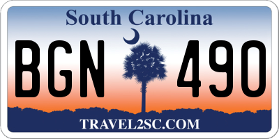 SC license plate BGN490