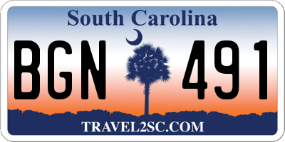 SC license plate BGN491