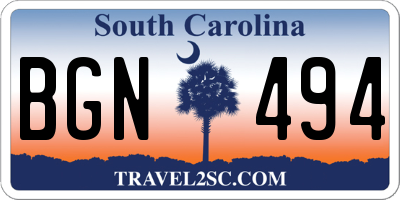 SC license plate BGN494