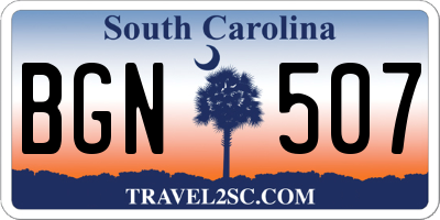 SC license plate BGN507
