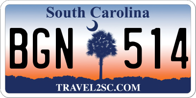 SC license plate BGN514