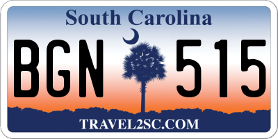 SC license plate BGN515