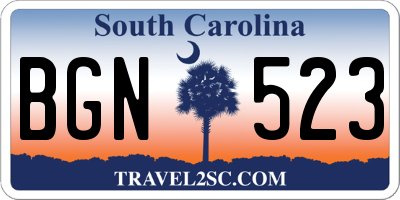 SC license plate BGN523