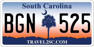 SC license plate BGN525