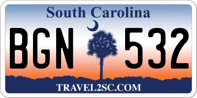 SC license plate BGN532