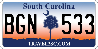 SC license plate BGN533
