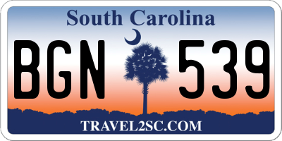 SC license plate BGN539