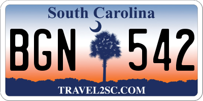 SC license plate BGN542