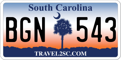 SC license plate BGN543