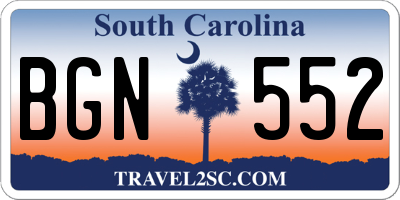 SC license plate BGN552