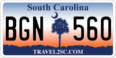 SC license plate BGN560