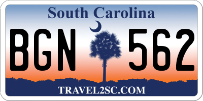 SC license plate BGN562