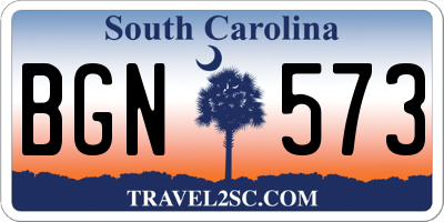 SC license plate BGN573