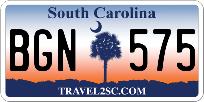 SC license plate BGN575