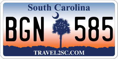SC license plate BGN585