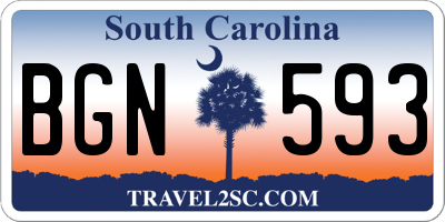 SC license plate BGN593