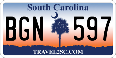 SC license plate BGN597