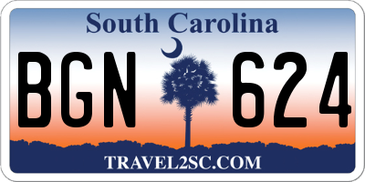 SC license plate BGN624