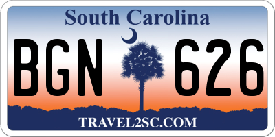 SC license plate BGN626