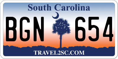 SC license plate BGN654
