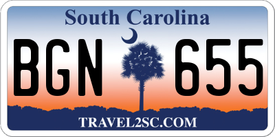 SC license plate BGN655
