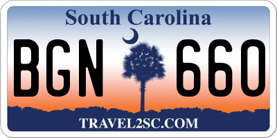SC license plate BGN660