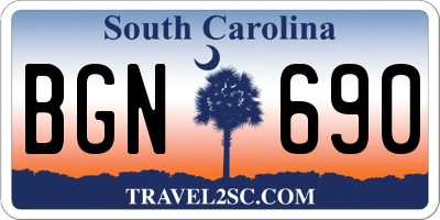 SC license plate BGN690