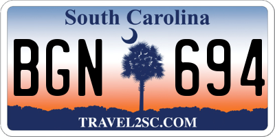 SC license plate BGN694