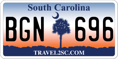 SC license plate BGN696