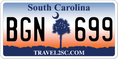 SC license plate BGN699