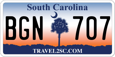 SC license plate BGN707