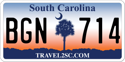 SC license plate BGN714