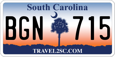 SC license plate BGN715