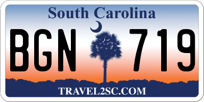 SC license plate BGN719