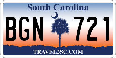 SC license plate BGN721