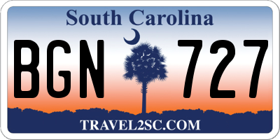 SC license plate BGN727
