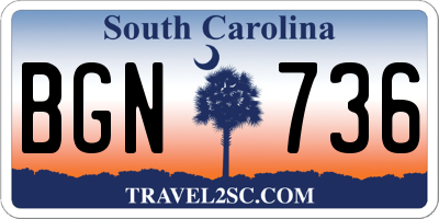SC license plate BGN736