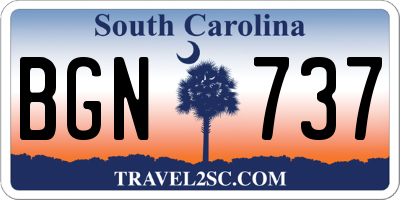 SC license plate BGN737