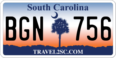 SC license plate BGN756