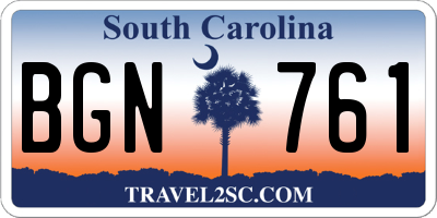 SC license plate BGN761