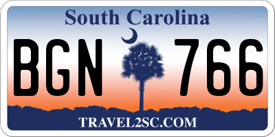 SC license plate BGN766
