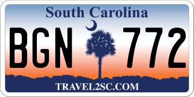 SC license plate BGN772