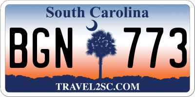 SC license plate BGN773