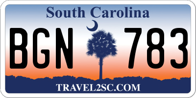 SC license plate BGN783