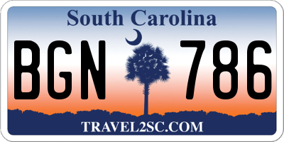 SC license plate BGN786