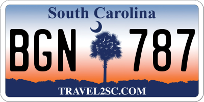 SC license plate BGN787