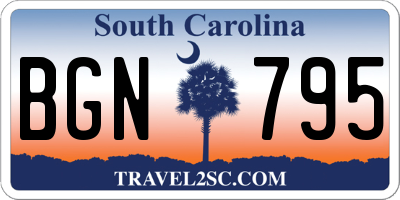 SC license plate BGN795