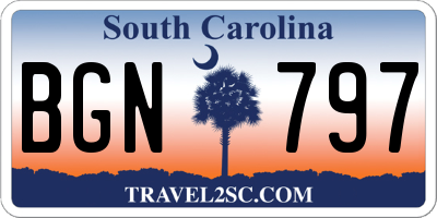 SC license plate BGN797